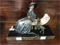 Art deco French spelter maiden figured statue