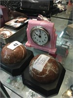 SMALL DECO PINK CLOCK & PRMARBLE PAPER WEIGHTS