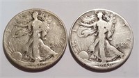 (Two) 1940 Walking Liberty Half Dollars