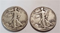 (Two) 1943 Walking Liberty Half Dollars