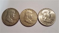 (Three) 1962-D Franklin Half Dollars