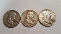 (Three) 1959 Franklin Half Dollars