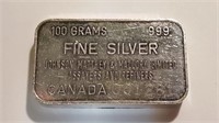 100 Grams .999 Fine Silver