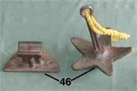 Unusual anvil-type tool & star-shaped boat anchor