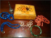 Vintage Jewelry Box w/ Stone Jewelry