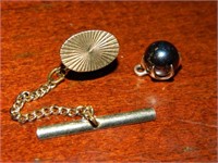 14K Gold Marked Pin & 10K Gold Charm w/ Pearl