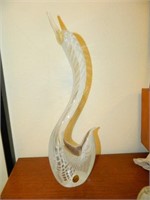 Pair Murano Venice Italy Glass Swan Sculptures