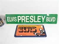 2 affiches Elvis Presley: 1 métal, 1 plastique