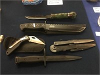 ASSORTMENT OF KNIVES INCLUDES ONE SURVIVAL KNIFE,