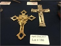 CAST BRASS AND PEWTER TONED CRUCIFIXES 10"