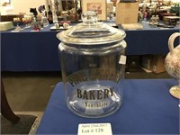 LARGE BAKERY STORE COUNTER JAR WITH LABEL "PINE