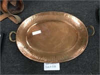 20" COPPER SERVING TRAY WITH BRASS HANDLES