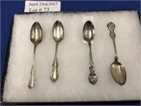 THREE STERLING SILVER TEA SPOONS AND ONE BUTTE