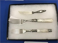 THREE PIECES OF ANTIQUE STERLING, SILVERPLATE, AND