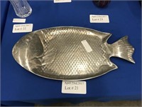 FORGED ALUMINUM FISH FORMED SERVING TRAY 22"X10"