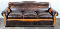 Embossed Leather Sofa w/ Sleeper