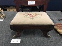 ANTIQUE VICTORIAN ERA FOOT STOOL WITH BRASS