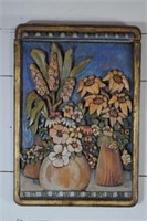 Hand Carved & Painted Still Life Plaque