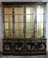 Black & Gold Oriental Lighted Cabinet