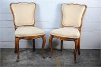 Pair of  Walnut French Style Side Chairs