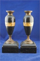 Pair of Marble & Brass Candle Stands