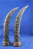 Pair of carved Resin Faux Tusks
