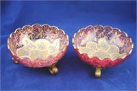 Bohemian Art Glass Bowls w/ Enamel