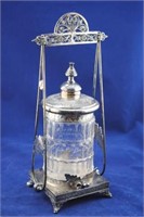 Silver Plate Pickle Castor w/ Ornate Stand
