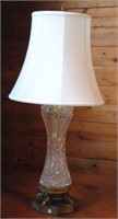 Cut Glass Lamp on Brass Stand