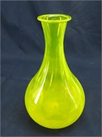 Vaseline Art Glass Swirl Vase