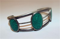 Sterling Silver & Crushed Turquoise Cuff Bracelet