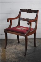 One Sabre Leg Arm Chair w/ Needle Point Seat