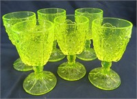Set of 6 Vaseline  Glass Water Goblets