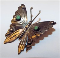 Jeweled Sterling Silver Butterfly Pin