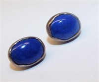 Pair Of Sterling Silver Earrings With Blue Stones