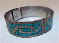 Sterling Silver & Inlaid Turquoise Bracelet