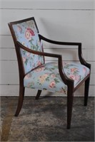 Mahogany Arm Chair in Floral Upholstery