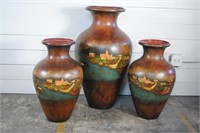 Three Maitland SmithHand Painted Urns