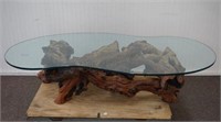 Driftwood Cypress Root and Glass Coffee Table