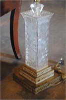 Cut Glass Lamp on Brass 3 Tier Stand