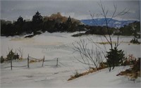 Watercolor Painting Signed Winter Scene
