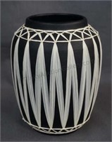 Austrian Black Pottery Vase Decorated String Art