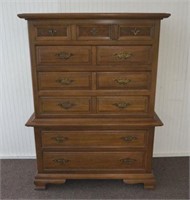 1960's Burnished Pecan Chest on Chest of Drawers