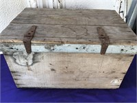 Awesome Old Wooden Box with Hinged Lid