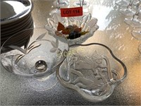 3 Glass Bowls w/ Glass Candies