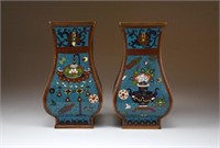 PAIR OF CHINESE CLOISONNE VASES