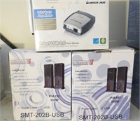 2 Smarti Speaker Sets- 1 Port Print Server Box