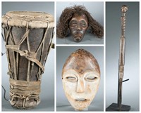 4 Congo masks and objects. 20th century.