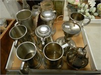 PEWTER STEINS-SOME W/LIDS-TROPHIES AND MORE