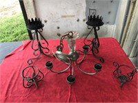 Chandelier and Metal Candle Holders